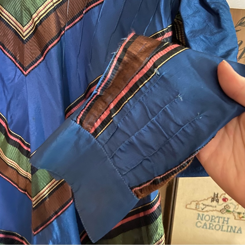 Edwardian antique striped silk high neck blouse - Picture 4 of 8